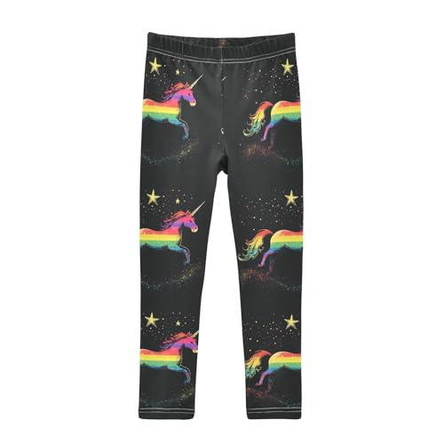 Rainbow Horse Unicorn Stars Girls Casual Leggings for Kids Printed Long Pant Bottoms Stretch and Soft