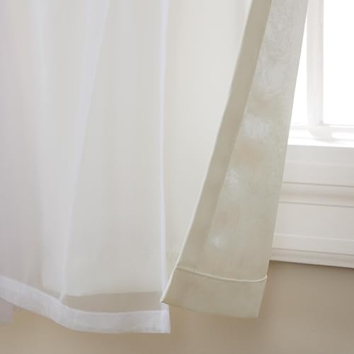 Image of TOWN & COUNTRY LUXE Talia Double Layer Indoor Curtains, Sheer and Room Darkening Blackout, Grommet Top, Energy Efficient, 2-Pack Set, 52 inchx120 inch, Vanilla
