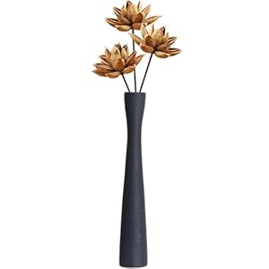 Jarrón Negro de Cerámica 41 cm de Altura Jarrones Decorativos de Suelo de Flores Secas de Estilo Moderno para Sala de Estar,Oficina,Mesa de Comedor