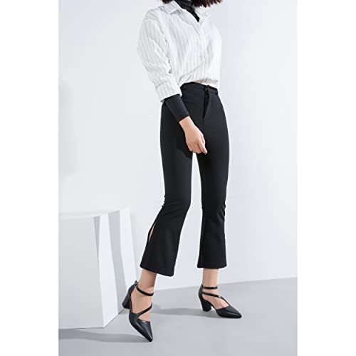 Women's Low Heel Pumps Closed Pointed Toe Block Chunky Heel Cross Strap Wedding Bridal Party Dress Shoes4