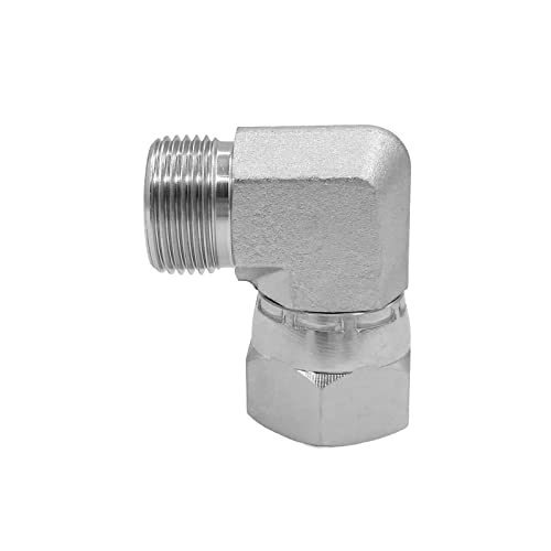 Image of FS6500-12-12 Hydraulic Adapter Fitting 3 /4 inch Male O-Ring Face Seal(1-3 /16 inch-12 NPT) x 3 /4 inch Female O-Ring Face Seal Swivel Nut(1-3 /16 inch-12 NPT) 90Pipe Joints Elbow /Corner Carbon Steel