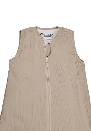 Sterntaler Schlafsack 110 cm Bauernhof - Kinder und Baby Schlafsack unwattiert aus Musselin mit 2-Wege-Reißverschluss und seitlicher Kabelöffnung, mit Feinfrottee Futter, TOG 1,0 - beige