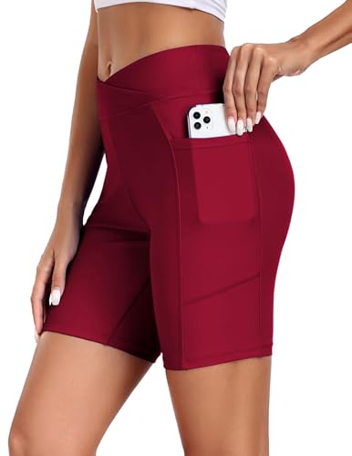 Pantalones cortos de natación de cintura alta con bolsillos Ekouaer
