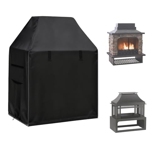 Exokugo Outdoor Fireplace Cover,Heavy-Duty 600D Oxford Waterproof Steel Chimney Fireplace Cover for Outside Wood Burning Fire Pits,42"W × 24"D × 48"H,Black by Exokugo - Used condition - US$33.25