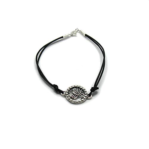 Bracelet Scorpion argent massif 925 cuir véritable zodiaque B000232