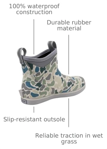 Image of Buoy Boots Women's Waterproof Ankle Rain Boots, Rubber Deck & Fishing Boots | Neoprene Lining, EVA Foam Insole, Slip-Resistant Non-Marking Outsole for Comfortable Traction on Boats, Farms & Wet Ground