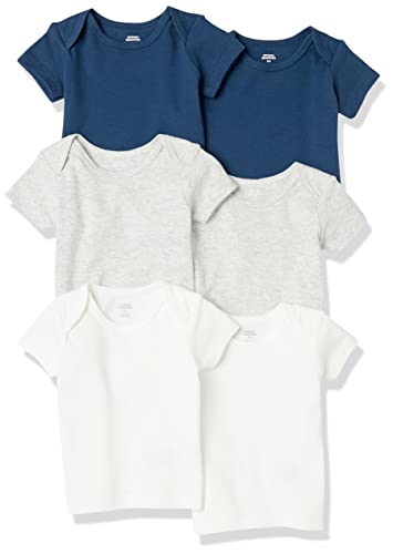 Image of Amazon Essentials Unisex Babies' Lap-Shoulder Tee, Pack of 6