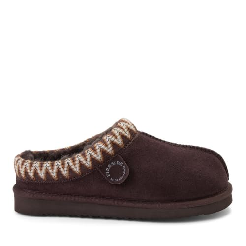 Image of Fireside by Dearfoams Women's Greta Genuine Shearling Clog Slippers, 100% Natural Suede Clogs for Outdoor & Indoor