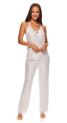 bebe Womens Printed Racerback Tank Top and Lounge Pajama Pants Sleep Set Light Pink Small