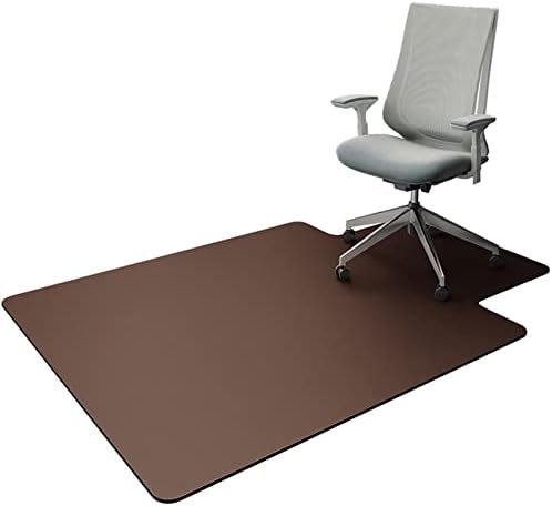 Office Chair Mat for Carpeted Floors, Hardwood Floor Anti-Slip PU Leather Desk Chair Mat, Waterproof Scratch Resistant Mat for Rolling Chair Carpet Computer Chair Office Gaming Room Home Decor,Brown