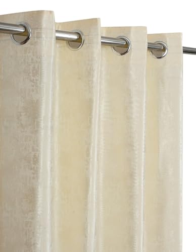 Image of 70-75% Room Darkening Long Door Curtains 9 Feet Long Set of 3 pcs for Living Room | Premium Polyester Grommet Curtain Panel, Cream