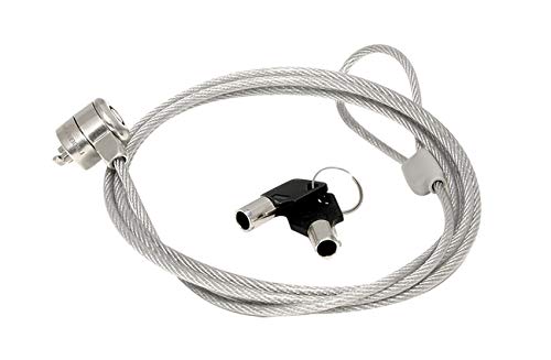 Mobilis Basic Security Lock Key Security Cable – Steel – Comes with 2 Keys – Length: 1.8 m – Diameter: 3.5 mm – Grey