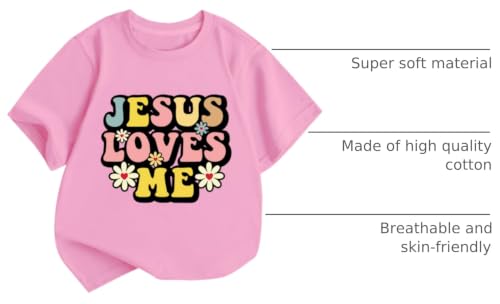 Image of Girl's Christian Graphic Tees Jesus Shirts for Kids Faith Cute Floral Inspirational Tshirt Religious Bible Verse Tops