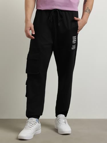 Image of Nobero Joggers for Men | Oversized Fit | Elasticated Waist with Drawcord | Soft & Breathable Fabric | Loose Track Pants | Casual & Streetwear