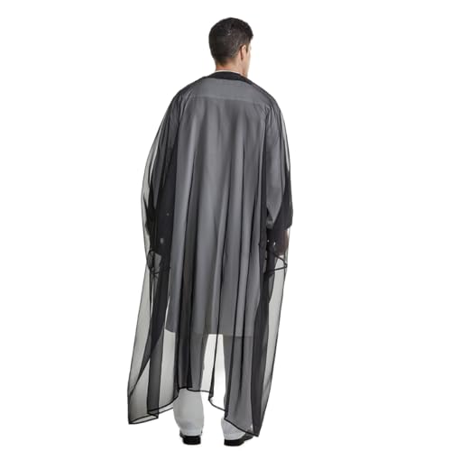 Arabic Men Oversize Open-style Straps Cardigan Kaftan Muslim Loose Long Sleeve See-through Thobe for Summer4