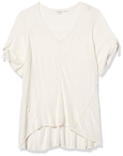 Calvin Klein Women's Plus-Size V-Neck Slub Sweater