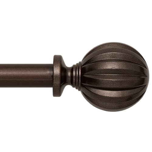 CGBAIEE Curtain Rod, Window Curtain Rods, Adjustable 3/4 Inch Diameter, 48-84 Inches, Brown, Steel, Painted/Coated