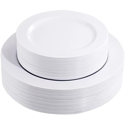 FLOWERCAT 60PCS White Disposable Plates Cover