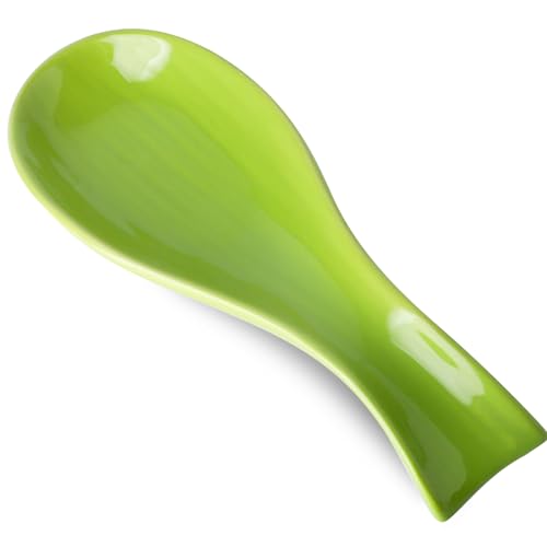 Image of Hasense Spoon Rest for Stove Top, Large Ceramic Spoon Holder for Kitchen Counter, Cooking Utensil Rest for Spatula Ladle and Tong, Utensil Rest for Home and Coffee Bar, Housewarming Gift, Green
