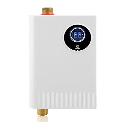 Palm-Sized Tankless Water Heater Electric 110V Under Sink Small Hot Water Heater Instant On Demand for Kitchen Bathroom 3000W (Round Screen)