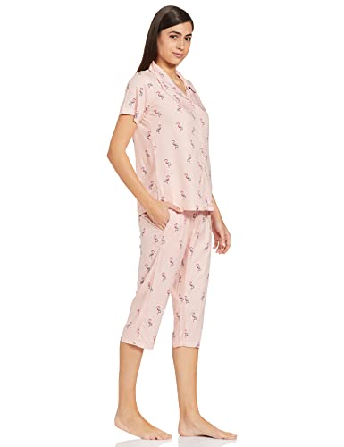 Image of Longies Women's Rayon Capri Nigh Suit Regular Set (LGRCSSYV001 PInk027 XL)