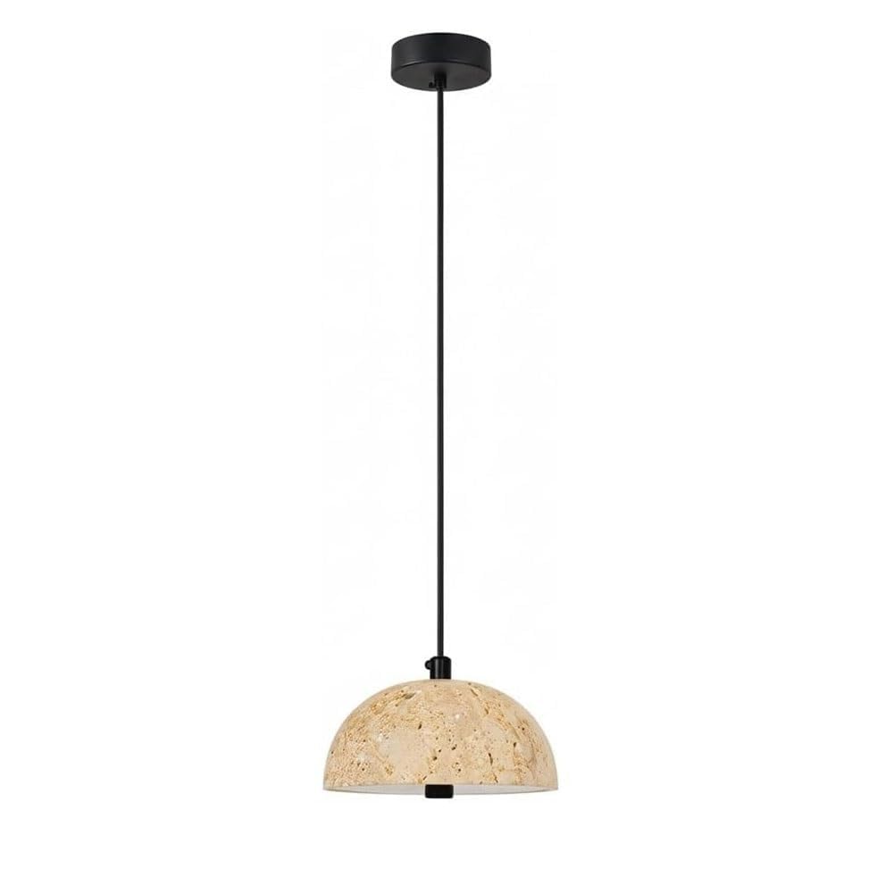 Lustre artistique d'intérieur en travertin jaune naturel, suspension LED moderne