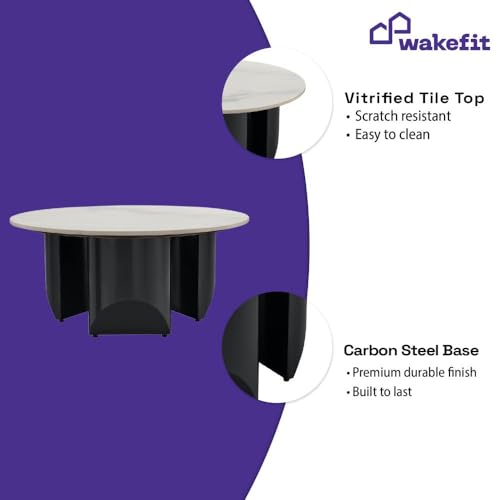 Image of Wakefit Center Table | 1 Yr Warranty | Coffee Table for Living Room Wooden, Tea Table for Living Room Wooden, Sofa Table, Free Installation from Brand, Modern Multi-Functional & Wobble-Free(Kopi)