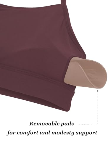 Image of Sunzel Adjustable Straps Sports Bra Padded Yoga Crop Top Light Support | Buttery Soft, Wireless, Adjustable Spaghetti Straps, Removable Pads, Bandeau Bra with Straps, Workout Gym Daily Wear