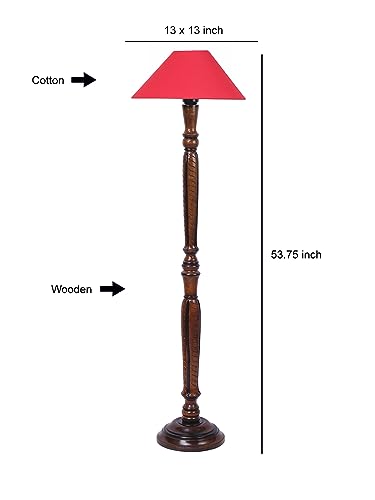 Image of Devansh Red Coolie Cotton Wooden Floor lamp -35