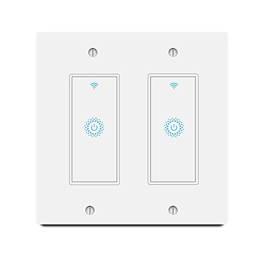 Smart Light Switch&Alexa Smart Double Switch& 2.4Ghz WiFi Light Switch with Timer and Remote Control,Schedule,Neutral Wire Needed,Works with Alexa, Google Assistant and IFTTT,Single Pole (2gang)…