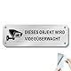 SINMAO Dieses Objekt Wird Videoüberwacht Aufkleber Aluminium Gebürstet 15×5cm, Schild Kameraüberwachung Selbstklebend Schild Videoüberwachung mit Bohrlöcher