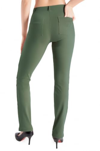 Image of Yogipace Women's Straight Leg Yoga Dress Pants for Work, 27 inch-37 inch Inseams