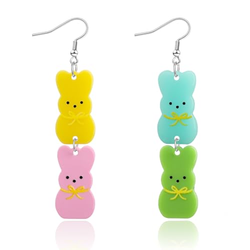 Bunny Easter Earrings for Women Cute Cartoon Eggs Carrot Rabbit Easter Outfit Hypoallergenic Lightweight Dangle Earrings Party Holiday Jewelry Gifts for Her-bunny