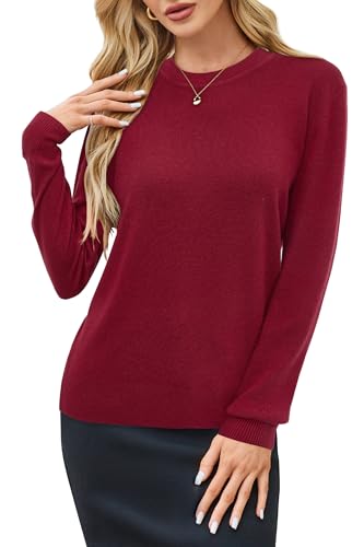 Image of Arach&Cloz Women's Wool Blend Classic Crew Neck Casual Fall Sweaters