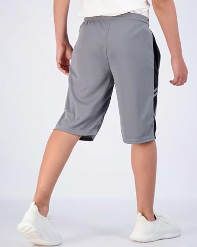 Real Essentials 5 Pack: Boys' Mesh Basketball Athletic Shorts with Pockets – Teen Kids Youth Quick Dry Soccer Running Gym XS (4-5) - Thumbnail 6