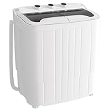 Greenvelly Portable Washing Machine, 16 Lbs Compact Mini Washer and Dryer Combo, Semi-automatic Twin Tub Laundry Washine with Drain Pump for Dorms, Apartments, RVs (Grey)