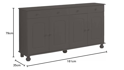 Image of APRODZ Solid Wood Sideboard Cabinet for Living Room | Wooden Storage Cabinet with 3 Drawers & 3 Doors | Kitchen Crockery Cabinet | Drawer Cabinet for Dining Room Bedroom | 161x35x79 cm,Opera Evening
