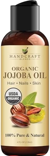 Handcraft Blends USDA Organic Jojoba Oil - Cold-Pressed 4 Fl Oz - 100% Pure and Natural - Premium Grade Carrier Oil for Skin and Hair - Hair and Body - Massage - Hexane-Free