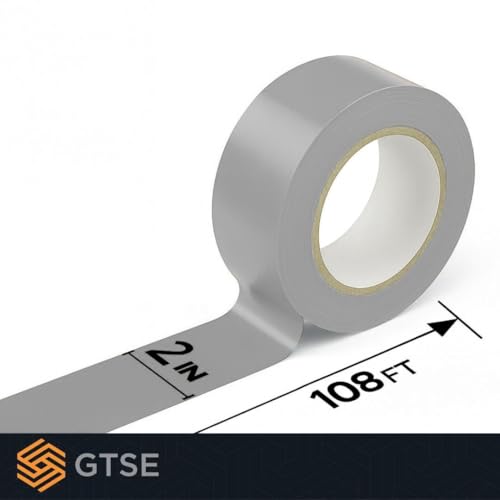 Image of GTSE - Gray Vinyl PVC Floor Tape 2 inch x 108ft Safety Marking Tape | Safety Marking Tape for Gyms, Warehouses & Dance Floors - Durable Vinyl, High Visibility