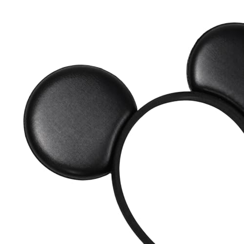 JIAHANG PU Mouse Ear Headband Groom Ears Hairband Bachelor Party Headwear for Women and Men Unisex Adult (PU Black)