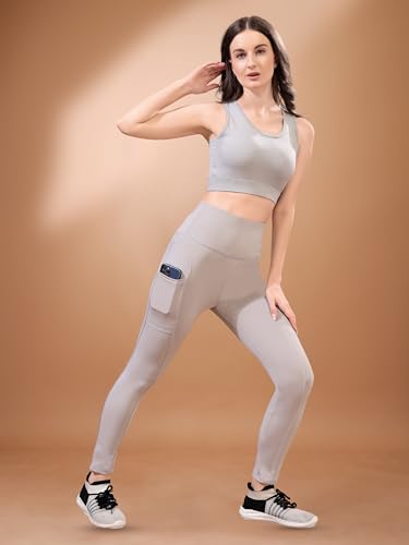 Image of High-Waist Track Suit, Co-ord Set for Women's, Gym wear 2-Piece Workout Set, Sports Bra and Bottom Set, Sports Running Suits, Yoga Wear