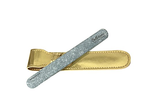 Shinail Glass Nail File and Buffer Block, Nail Polish Tool with Leather Protective Pouch, Crystal Nail Shiner Manicure Tool