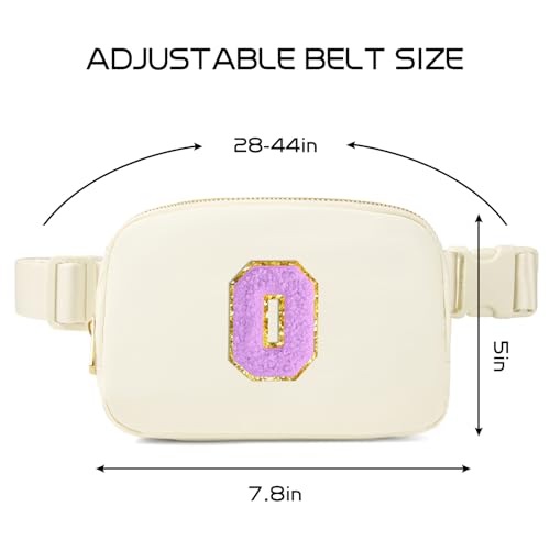 Image of Gitus Gifts for 8 9 10 11 12 Year Old Girls Belt Bag Fanny Pack Crossbody Bags with Initial Letter Patch Cute Stuff Birthday Gifts for Teen Girls Women Personalized Trend Stuff (Ivory-O)
