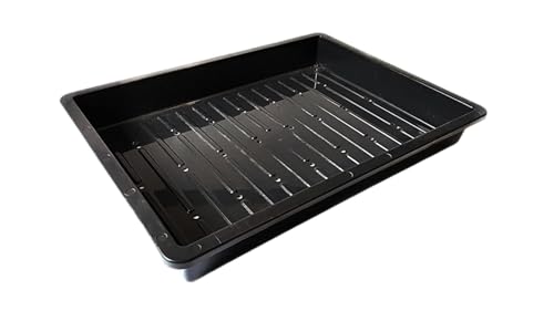 Image of Grow Tray, Fodder, Microgreens Tray with Drainage Holes, 2ft x 1.5ft x 3 inch, Black, Stackable Seedling and Microgreen Container (5 Trays)