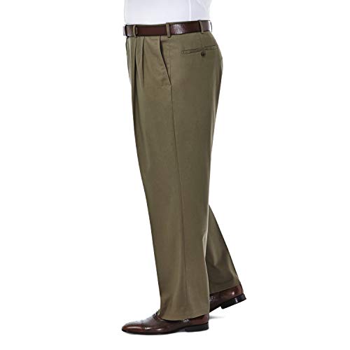 Haggar Men's Premium No Iron Khaki Classic Fit Pleat Front Pant (Regular and Big & Tall Sizes)2