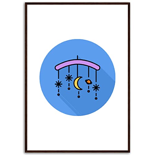 Art mural enfant cadre bois foncé 70x100 cm prêt à poser pour la décoration de la chambre bébé