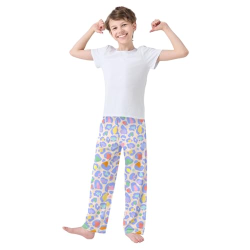 ZZXXB Watercolor Cheetah Print Boys Long Pants Soft Trousers Elastic Waist Kids Lounge Bottoms with Pockets S-XL2