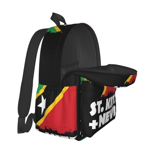 St Kitts And Nevis National Flag Laptop Commuter Backpack Shoulder Bag Casual Back Pack Daypack Bags With Side Pockets For Work Travel Daily Use2