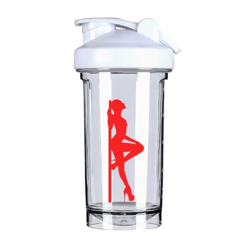 Pole Dancer Stripper 18 Ounce Shaker Bottle Drink Mixer Leak-proof Pre Workout Protein Shakes Meal Replacement Shakes Bottles 500ML/18 Oz White&-3&-3