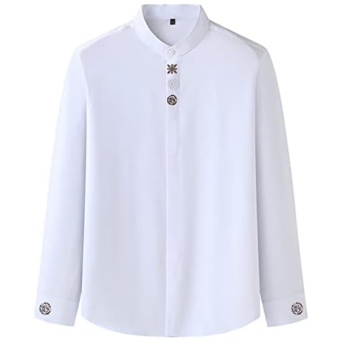ZPLMIDE Camisa de cuello alto bordado para hombre de talla grande Cover